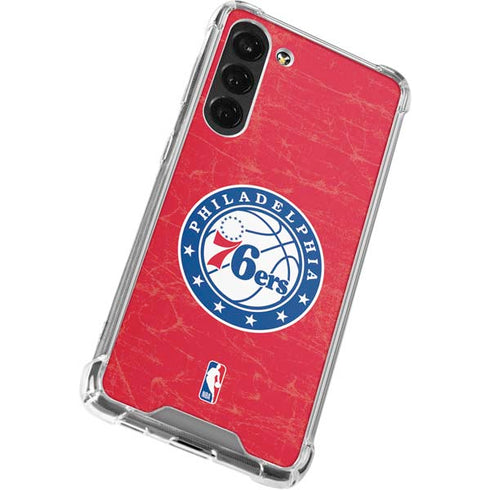 NBA Philadelphia 76ers Distressed Galaxy S24 FE Clear Case